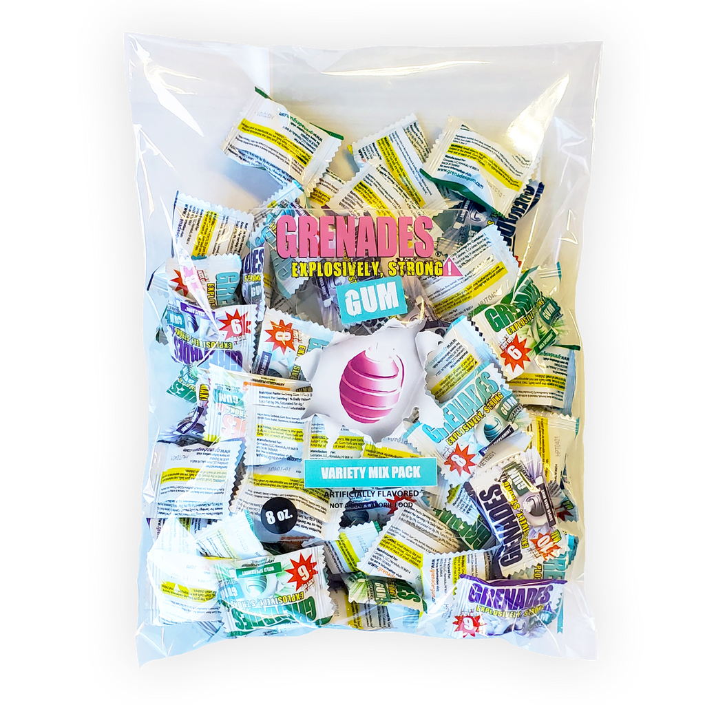 8 oz. Grenades Gum Singles Assorted Flavors Variety Pack